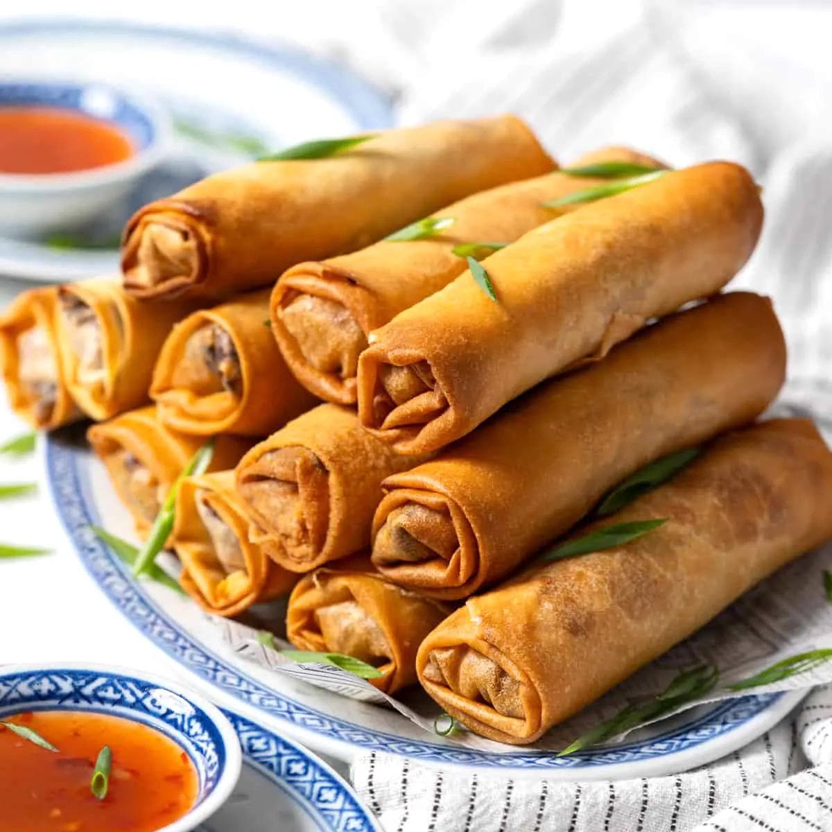Crisp rolls filled with seasoned vegetables and meat